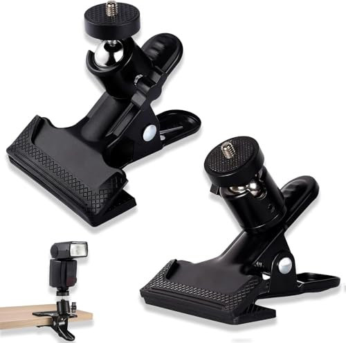 Yitobici Kamera Klammer Klemmstativ,Klemmhalter, 360 Grad Kamera Blitz Halterung, mit Kugelkopf,Mehrfunktional Metall Stativ Klemme, Schwarz, 2 Stück