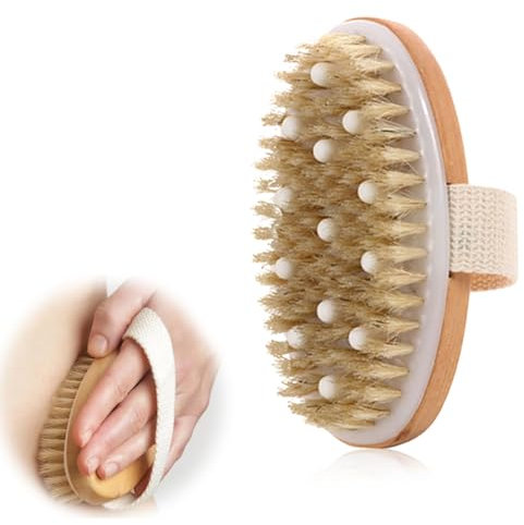 Spazzola Secco Corpo, Setole Naturali Massaggio Corpo Spazzola, Spazzola Esfoliante, Spazzola da Massaggio Corpo Circolazione, per Drenaggio Linfatico Sistema, per Rendere la Pelle Liscia e Pulita