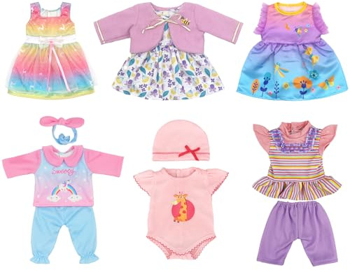 Xerteam Set di 6 vestiti per bambole per bambole da 14 a 18 pollici, graziosi outfit per vestiti da bambola, nuovi outfit per vestiti da bambola per bambole da 35-45 cm, gonna in tulle+cappotto+
