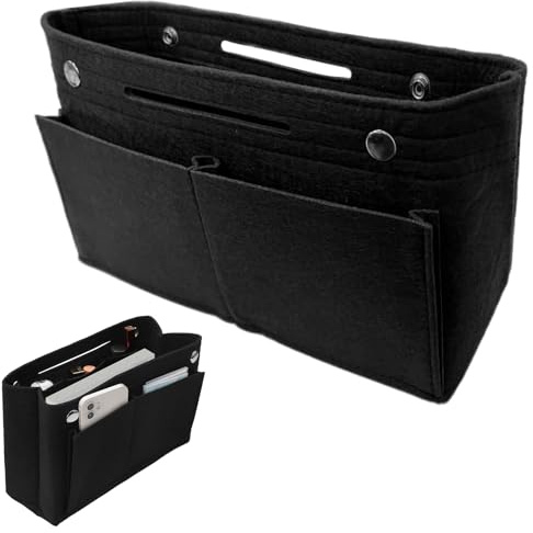 VIVIIHOO Organizador de bolsos de fieltro de lujo (23 x 9,5 x 15 cm) - Organizador de bolsos - Negro - Bolsillo interior con 9 compartimentos