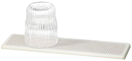 Égouttoir Mod. Damon séchage rapide accessoire cuisine hygiénique absorbant eau avec pieds silicone 30x0,9x8 cm beige terre diatomée