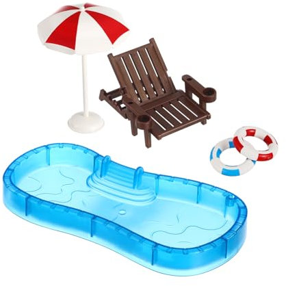 SOIMISS 1 Ensemble De Modèle De Piscine Miniature Fête Mini Maison Accessoire Mini Piscine Mini Piscine Mini Maison Piscine Accessoire Mini Scène D'Été Accessoire Échelle Gonflables
