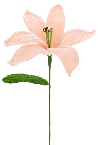 M METERXITY 1-Pack Crochet Flowers, Knitted Artificial Wool Lily for Mother's Day/Wedding/Birthday/DIY Decor, Handmade Knitted Flowers [Light Pink]