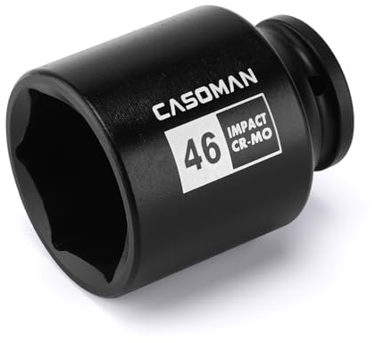 CASOMAN 1/2 Drive x 46mm Deep Impact Socket, 6-Point, 78mm Length, Metric, CR-MO