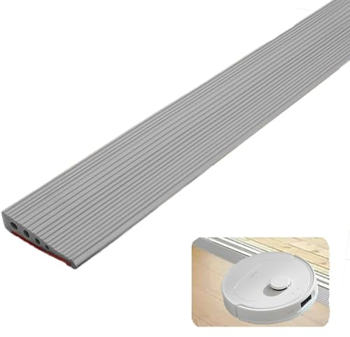 Tröskelramp i gummi, 8 x 2 x 90 cm, PVC självhäftande trottoarramp, rullstolsramp, robotdammsugare dörrtröskelramp, tröskelramp för rullstol, barnvagn, rullator och skoter,grå