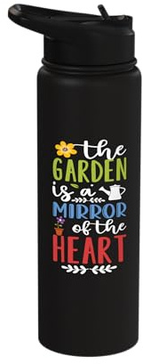 The Garden Mirror Of Heart Gardening Plant Lover Gardener Stainless Steel Insulated Water Bottle