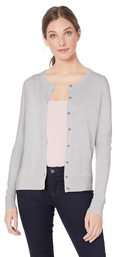 Amazon Essentials Damen Leichte Rundhalsstrickjacke (Erhältlich In Übergröße), Hellgrau Meliert, M