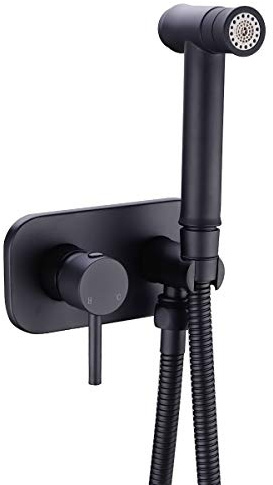 Toilet Concealed Hot and Cold Brass Bidet Spray Set 2 Function Hand Held Sprayer Shattaf Bathroom Attachment,Black