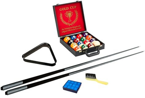 Sportime Pool-Billard Set Outdoor Pro | Profi Zubehörset | Komplettset Queues, Kugeln, Dreieck, Kreide, Bürste, Spitzen | Wetterbeständig | Pool Snooker Billard | Markenqualität