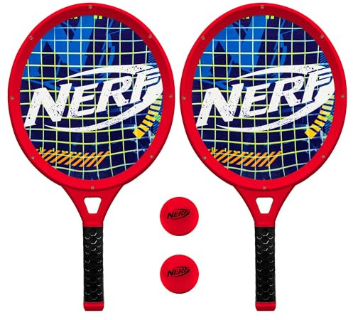 NERF Foam Tennis Set for Kids - 2 Player Kids Tennis Set - Jumbo Rackets and Foam Ball - Indoor Toy - (2) Rackets and Balls Included