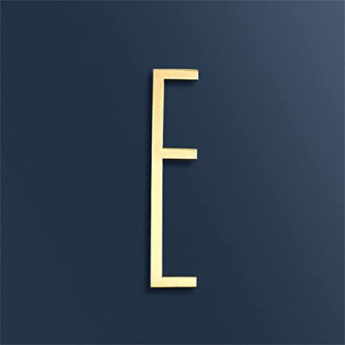 7cm Solid Brass 3D House Plaque Numbers 0-9 Letters A-Z Dash Sign Adhesive Glued Hotel Office Door Number Indoor Mailbox Address Digital Alphabet for Home Outdoor Plates Doorplate Room (E)