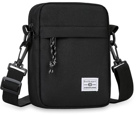 Umhängetasche Herren Schultertasche Crossbody Herrentasche Handytasche Herrenhandtasche Kleine Umhängen Tasche Shulder Bag Messenger für Freizeit Urlaub Ausflug (Schwarz Herrentasche Shoulder Bag)