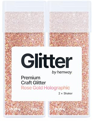 Hemway Craft Glitter Shaker Rose Gold Holographic 130g x2 Pack Ultrafine | for Resin & Epoxy Crafts, Christmas Art Supplies, Nail, Body, Face, Eye, Festival, Crafting, Slime, Sparkle