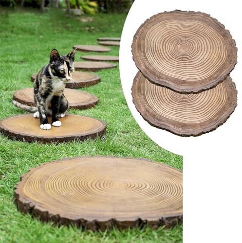 Innovz Trittsteine für Garten Naturholzbeschaffenheits-Gartentrittsteine, Holzstapel, Dimensionale Form, Gehweg, Trittsteine, Dekorative Holzscheiben, Fußsteine, Pflastersteine (Color : 4-Pack)
