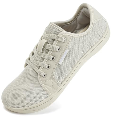 WateLves Barfuss Schuhe Damen Barfußschuhe Herren Kint Walkingschuhe Sneaker Minimalistische(Beige,38EU)