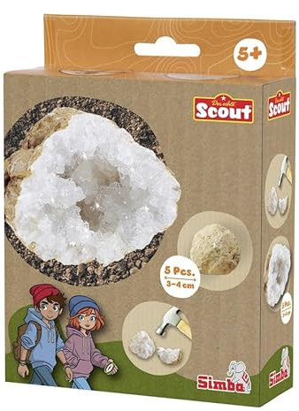 Simba 109452662 - Scout Geoden zum Aufbrechen (5 Steine) - interaktives Forscher- und Entdecker-Spielzeug für Kinder ab 5 Jahre inkl. Lupe & Schutzbrille, je 3-4 cm groß