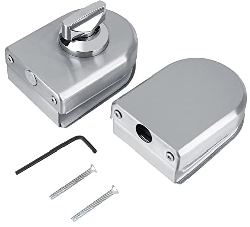 Cerradura de puerta de cristal de acero inoxidable con pomo giratorio, fuerte y, adecuado para puerta de cristal doméstica, para puerta de cristal de 10 ~ 12 mm sin marco y endurecida de 10 ~ 12 mm,
