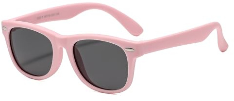 Suertree Lunettes de soleil pour enfants - En silicone - Polarisées - Forme carrée - Flexible - Anti-UV400 - Pour garçons et filles de 3 à 12 ans, rose, Einheitsgröße