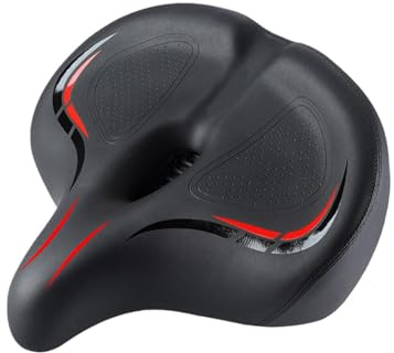 Perfeclan Sella per Bicicletta da Uomo e da Donna, Accessori per Ciclismo, Facile da installare, Comoda, Ammortizzante, Cuscino per Sella per Bicicletta, Rosso