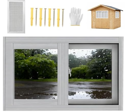Basement Replacement Window, Vinyl Slider Window 22x14 24x15 26x13 28x15 29x20 32x24 Sliding Windows with Thermal Insulation Soundproof Glass(White,W 29 x H 21)