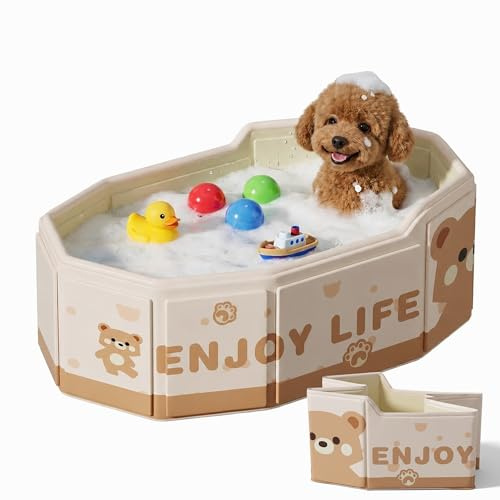 EGNGY Faltbarer Hundepool mit Ablassventil, 75 x 45 cm Haustier-Schwimmbecken und Planschbecken, tragbare rutschfeste Hundebadewanne aus PVC, für den Innen- und Außenbereich geeignet