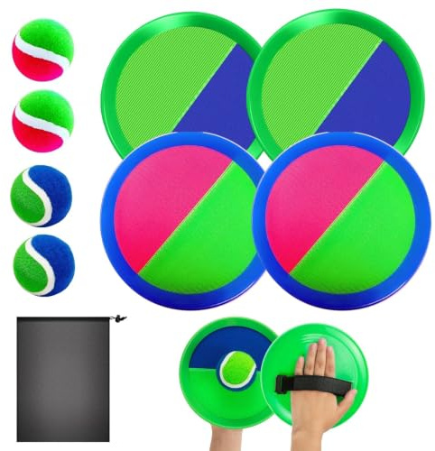 CHAOTEMAI Set med 9 utomhusspel för barn och nätväskor, enhetlig struktur, utomhuslekar, utvecklar hand-öga-koordination, strandleksaker, balkonger, parker, stränder, camping