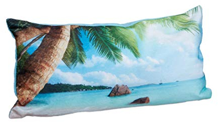 Relaxdays Badewannenkissen Strand, Nackenkissen Badewanne mit Saugnäpfen, Reisekissen weich, HBT: 10 x 37 x 17 cm, bunt