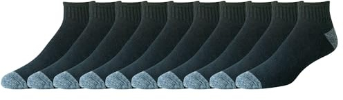 Amazon Essentials Calzini Alla Caviglia In Cotone, Comodi, Traspiranti, Imbottiti Uomo, 10 Paia, Nero, 46-48