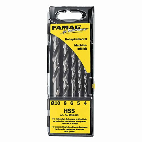 Famag Holzspiralbohrersatz HSS 5-tlg. D=4 bis 10mm in Kassette