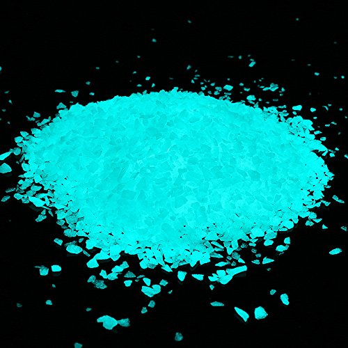 Shiny Stone Glow in The Dark Aquarium Neon Gravel Sand, Decorative Rocks for Fish Tank and Fairy Garden, Home Dec,305g/0.67lbs (Aqua, 3-5mm)