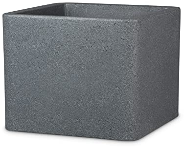Scheurich Alea 40, Pflanzgefäß/Blumentopf/Pflanzkübel, quadratisch, Farbe: Schwarz-Granit, hergestellt mit recyceltem Kunststoff, 10 Jahre Garantie, für den Außenbereich