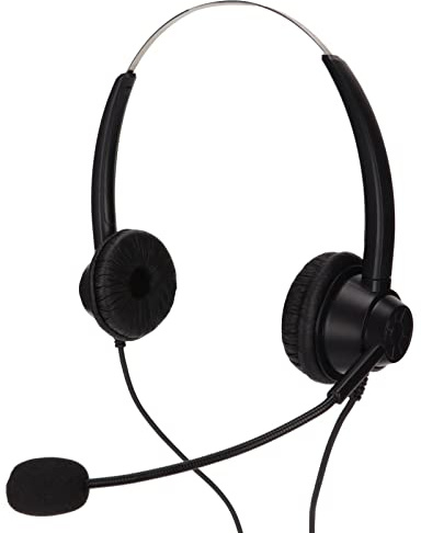 H360D-2.5 Call Center Headset, Headset med Sladd Stereo med HD Mic, Business Headset för Office Call Center Telekonferenser, 2,5 Mm , Svart
