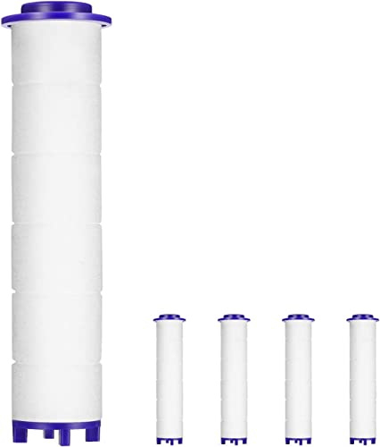 Woukksy 5 stycken reservfilterpatron för filter duschhuvud, bomullsfilter för handdusch, mjukar upp hårt vatten, tar bort klor och fluor (8 x 2,4 cm)