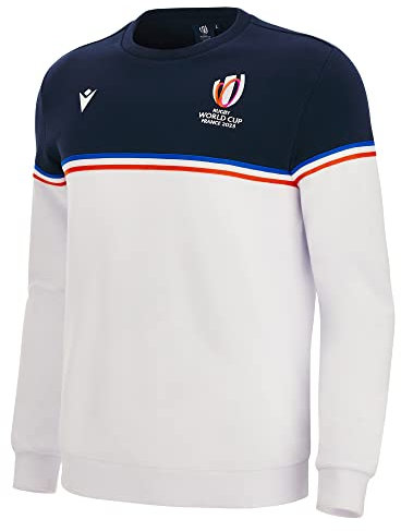 Macron Sweatshirt für Erwachsene, Frankreich, Rugby World Cup 2023, offiziell, weiß, 5XL
