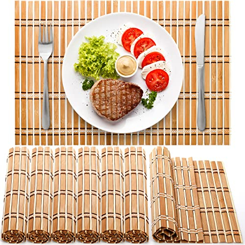Coloch 8 Pack Natural Bamboo Placemats, Rustic Anti-Slip and Heat-Resistant Table Mat for Kitchen, Dinning Room, Table Protection