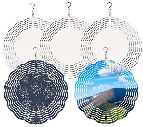 5 st sublimering vindspinnare tomma 20 cm sublimering tomma produkter rostfritt stål metall inomhus utomhus trädgårdsdekoration för värmepress överföring sublimering tom vindsnurror