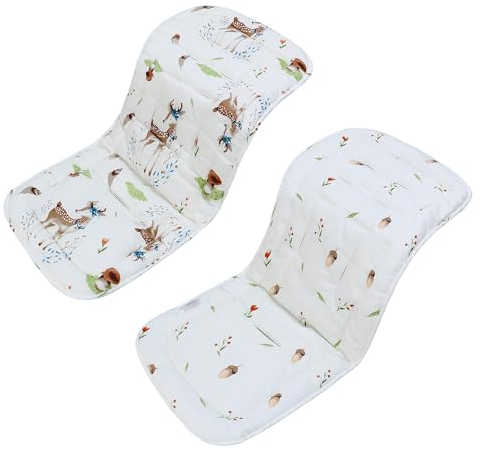 LAT Universal Sitzauflage Kinderwagen, Baumwolle Doppelseitig Verwendbares Sitzeinlage für Kinderwagen, 78x34cm Universal Kinderwagen Einlage für Babyschale Buggy (Reh)