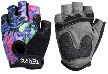 Terry Cycling Gloves for Women, T-Gloves LTD Prints, Ladies Cycling Gloves Half Finger Gel Padded Mountain Bike Glove - Rio, l