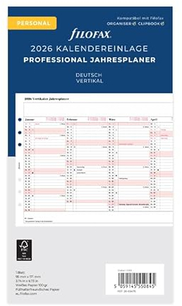 Filofax Kalender Personal Prof.Jahresplaner (deutsch)2026