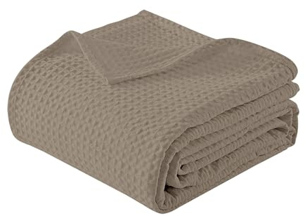 IlGruppone Copriletto Nido d'Ape 100% Cotone Tinta Unita Singolo Piazza Mezza Matrimoniale Prodotto Italiano Waffle Coperta Estiva Leggera Letto Divano Elegante - Tortora - Singola175x280Cm