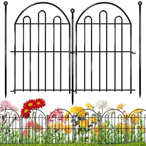 28ft in x 22in Decorative Garden Fence, 26 Pack Arched No Dig Animal Barrier Fence for Dog Rabbit, Garden Edging Border, Rustproof Metal Ground Stake Border for Outdoor Yard Patio Decor