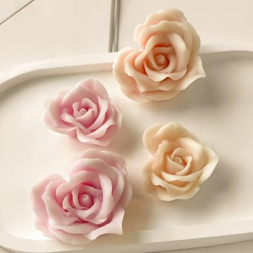 2 Pack Flower Succulent Candle Mold - Rose Heart - Resin Casting Silicone Molds for Home Decor & Candle Making Wave Spiral Mold