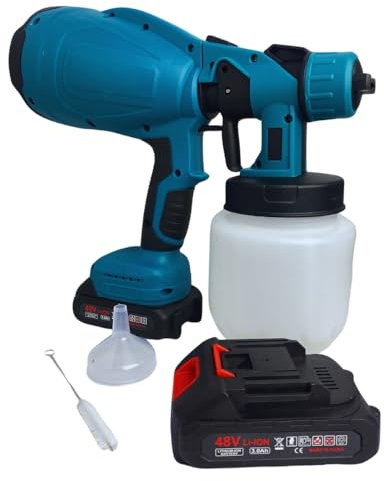 Pistola a Spruzzo a batteria, Pistola a Spruzzo per Vernice Doppia Batteria 48V, Pistola Vernice Elettrica, Serbatoio 800 ML, Pistola per Verniciare