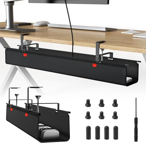 Yizhet Gestione Dei Cavi Sotto La Scrivania Senza Trapano, 90cm in Tessuto Oxford 600D, Organizzatore per Nascondi Cavi sul Tavolo per Casa, Ufficio, Cucina, Gaming, Nero