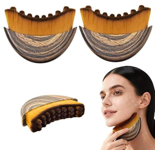 2 Pezzi Spazzola viso per il Contorno linfatico, Spazzola viso a Secco, Strumento Massaggiatore per Scolpire il Viso, Si Adatta Alla Pelle con Precisione e Allevia la Stanchezza, Mento e Mascella