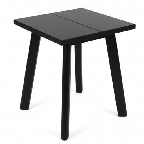 violett konst hem handgjord svart teak trä duschstol med ben i rostfritt stål, vattentät halkfri badpall för inomhus- och utomhusbruk, ADA-kompatibel, 200 kg kapacitet, kompakt modern designbänk