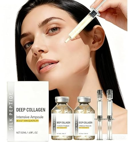 Mikroneedling - Lote de 2 ampollas de suero con colágeno y péptidos de seda, hidratación profunda para la piel más suave, concentrado de cuidado para mujer