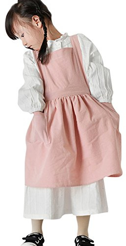 Tablier Enfant en Coton Blouse Doux Fille Garçon Tablier Cuisine Sans Manches pour Peinture Cuisson Manuelle Classe École Poterie Barbecue Artistes Tabliers Anti-Usure Cadeau de Noël