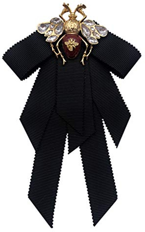 Lijun Vintage Ribbon Women Big Bowtie Bee Bowknot Bow Tie Cravatta Spilla di Cristallo Pin