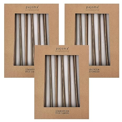 Stavljus set om 30 | grå | höjd 25 cm ø 2,2 cm | brinntid 7 timmar – premiumkvalitet | enfärgade spetsljus | pajoma